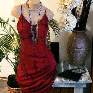 VINTAGE LONG SEXY RED BLACK ELEGANT DRESS